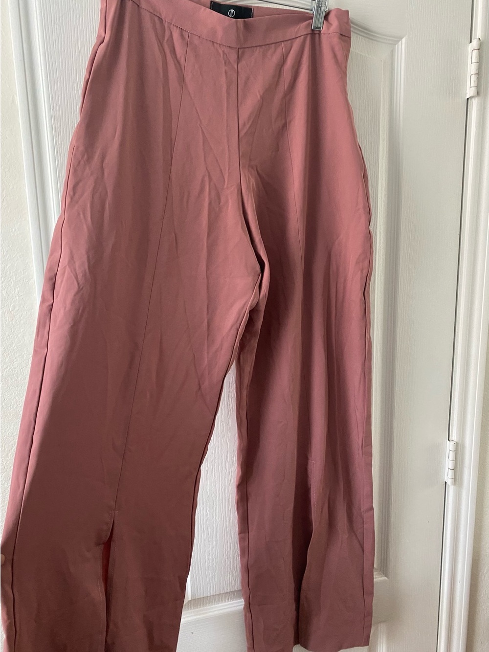 Danica High-Rise Split-Hem Wide Leg Pants in Dusty Rose Quiet Luxury Workwear L - Picture 3 of 14